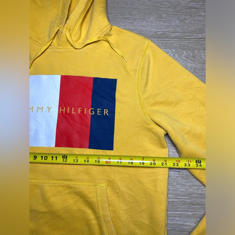 Vintage 90’s Style Tommy Hilfiger Quinn Logo Fleece Pullover Hoodie Men’s MEDIUM - Picture 5 of 8